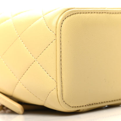 Chanel Lambskin Quilted Top Handle Mini Vanity Case With Chain Yellow 10 of 12