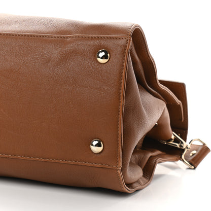 Jimmy Choo Grainy Calfskin Large Rosalie Satchel Brown 8 of 11