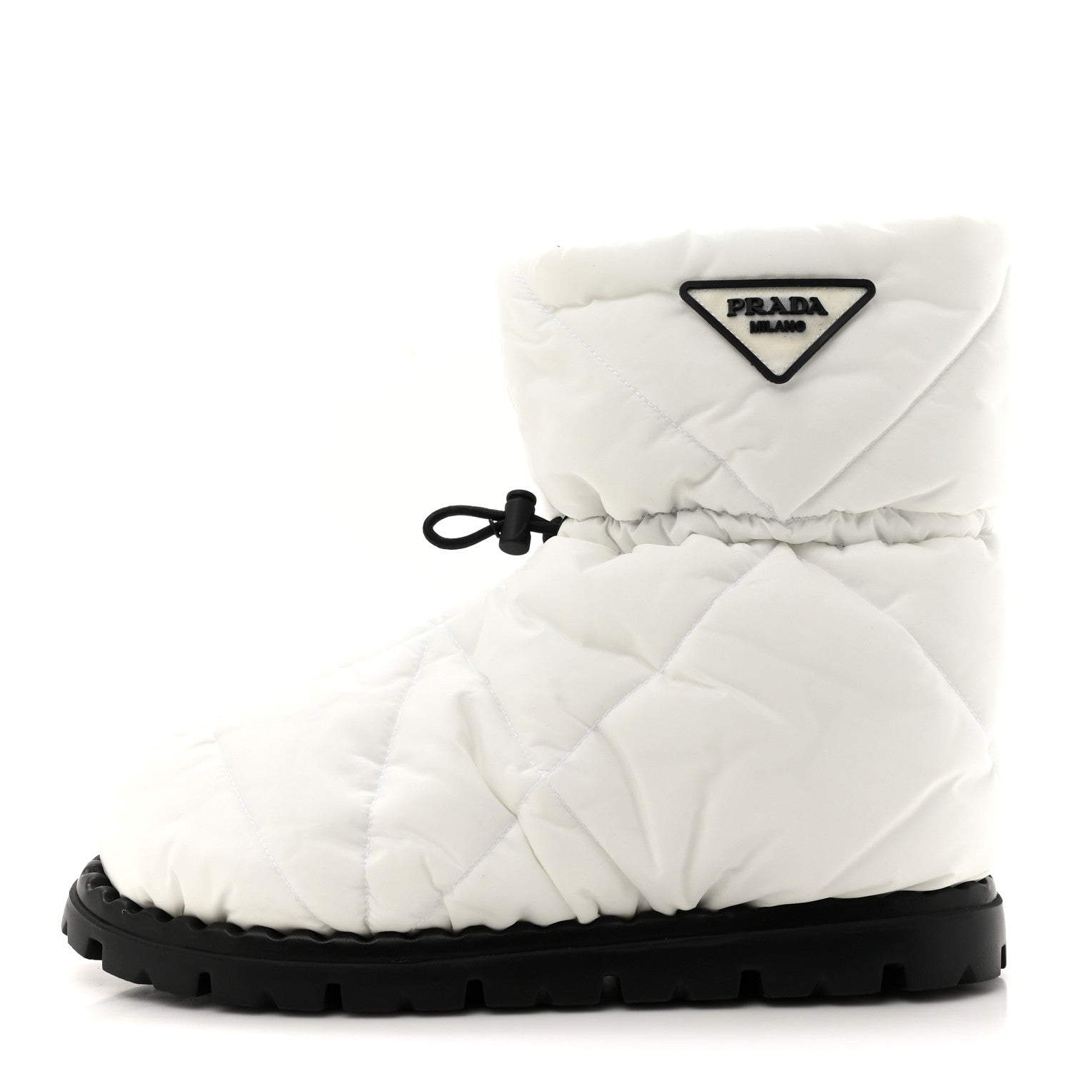 Prada Re-Nylon Piuma Triangle Logo Padded Drawcord 20mm Snow Boots 40 White 1 of 10
