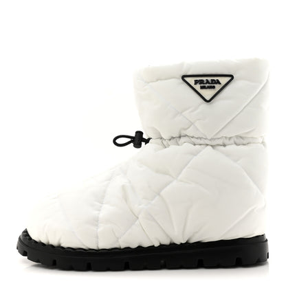 Prada Re-Nylon Piuma Triangle Logo Padded Drawcord 20mm Snow Boots 40 White 1 of 10