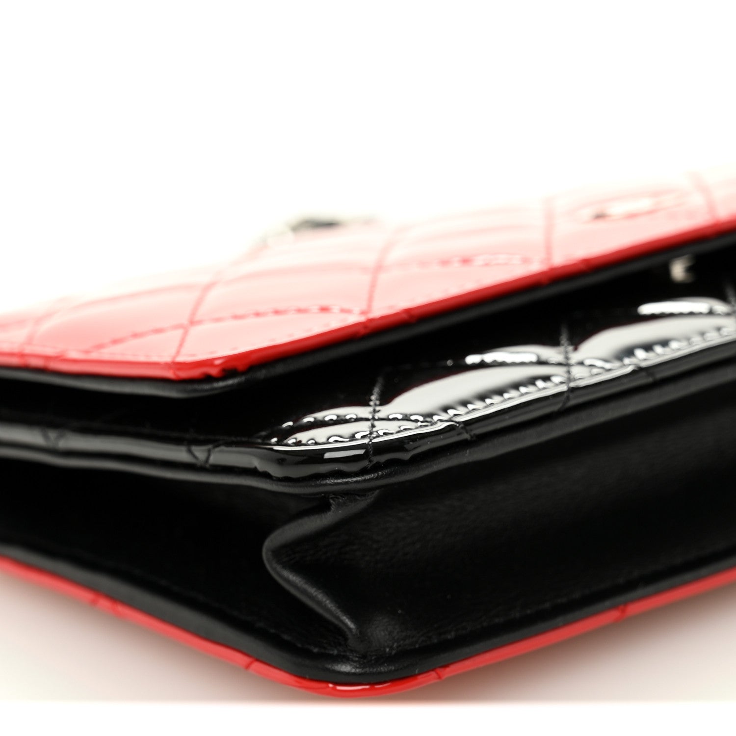 Chanel Patent Quilted Bi-Color Wallet On Chain WOC Red Black Red Black 10 of 11