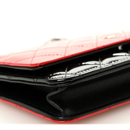 Chanel Patent Quilted Bi-Color Wallet On Chain WOC Red Black Red Black 10 of 11