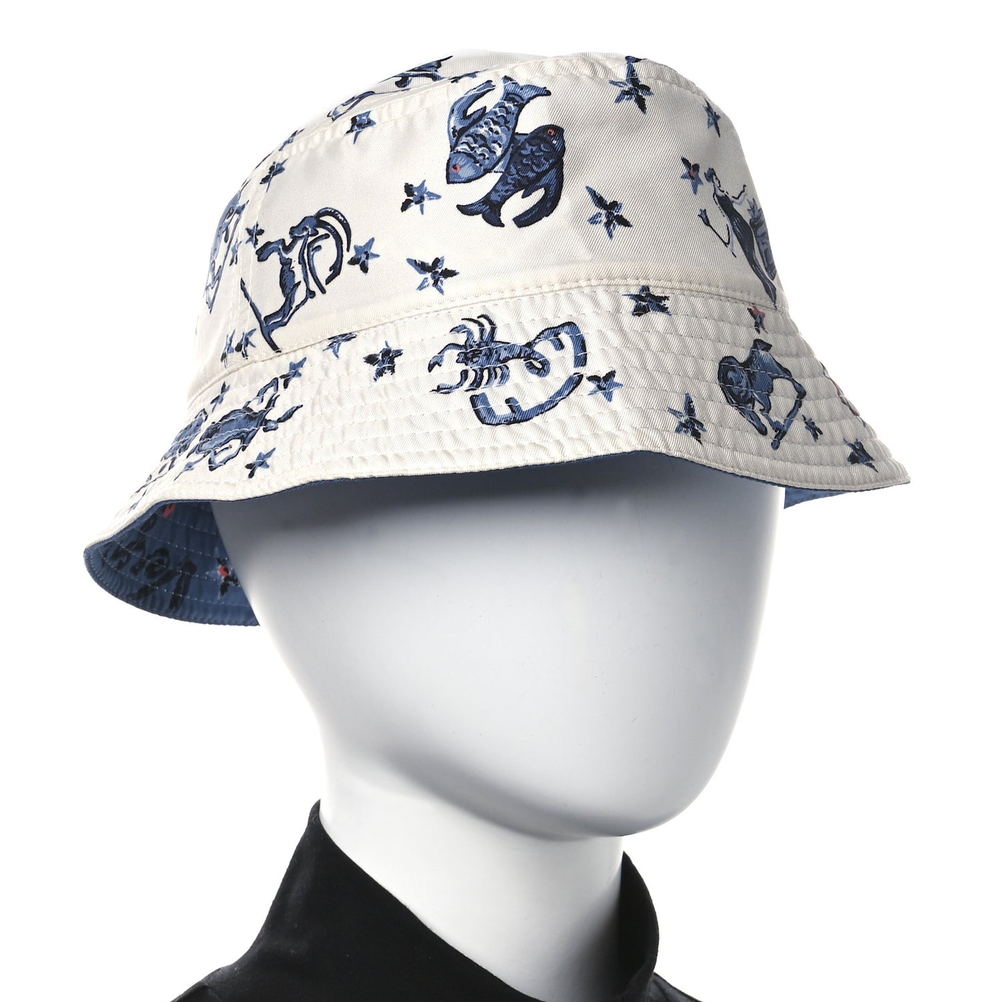 Silk Zodiac Reversible Bucket Hat S White Blue