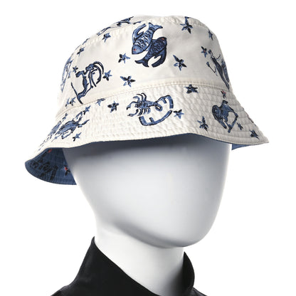 Fendi Silk Zodiac Reversible Bucket Hat S White Blue 2 of 14