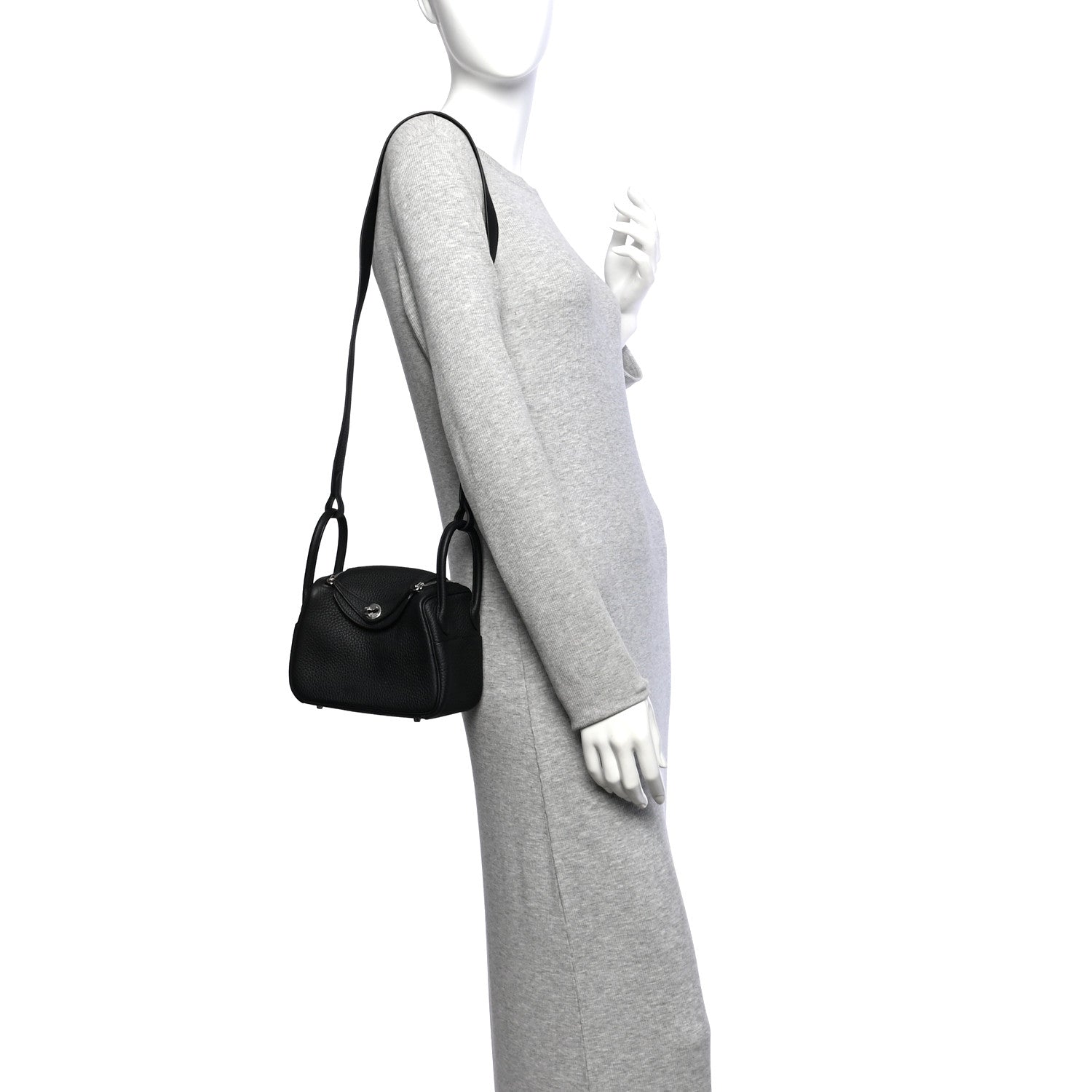 Hermes Taurillon Clemence Mini Lindy 20 Black 2 of 11