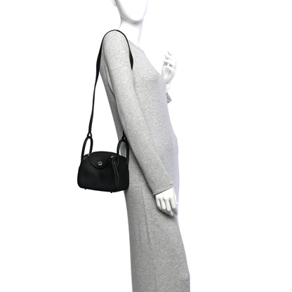 Hermes Taurillon Clemence Mini Lindy 20 Black 2 of 11