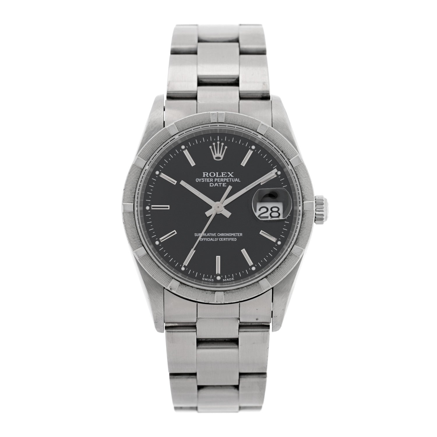 Rolex Stainless Steel 34mm Oyster Perpetual Date Watch Black 15210 1 of 4