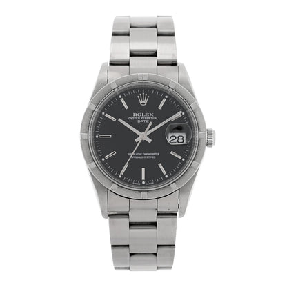 Rolex Stainless Steel 34mm Oyster Perpetual Date Watch Black 15210 1 of 4