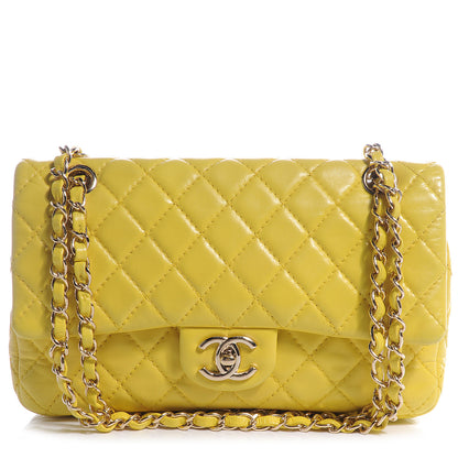 Chanel Lambskin Medium Double Flap Yellow 1 of 8