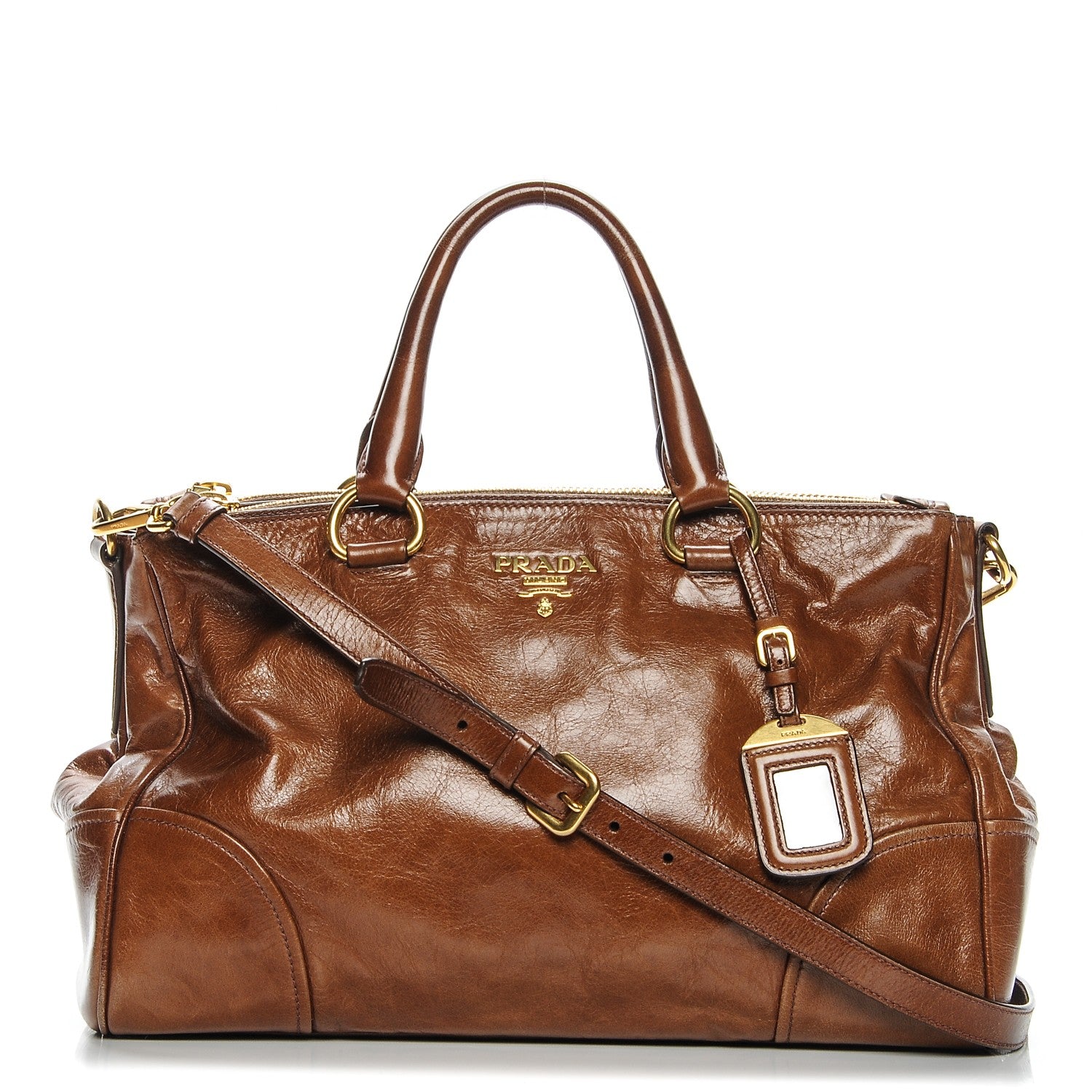 Prada Vitello Shine Top Handle Bag Palissandro 1 of 8