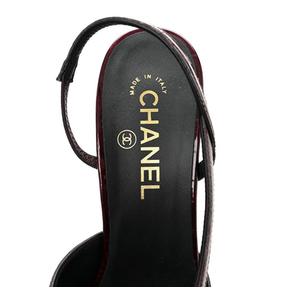 Chanel Patent Calfskin Crocodile Embossed Ballerina Flats 38.5 Dark Burgundy Black 7 of 10