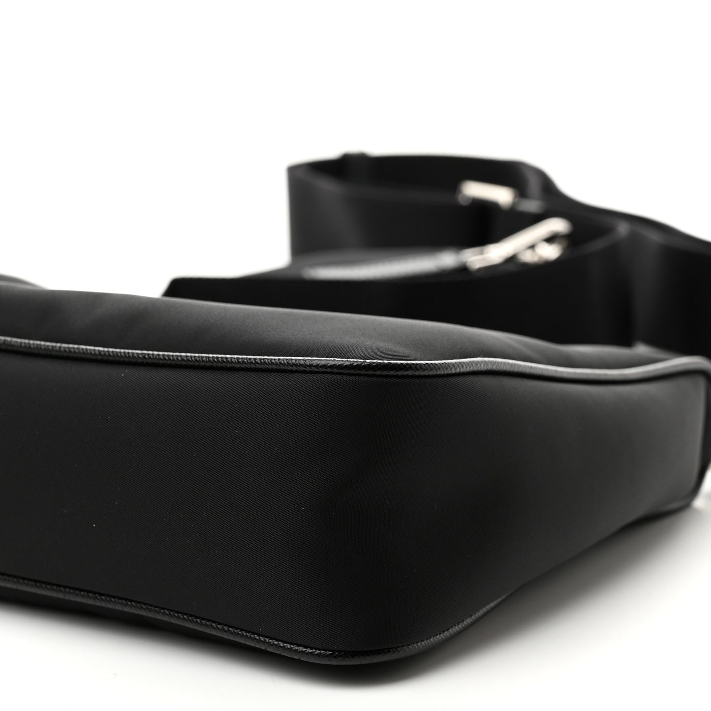 Re-Nylon Saffiano Pocket Zippered Shoulder Bag Black