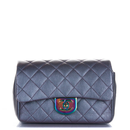 Chanel Iridescent Goatskin Quilted Small Double Carry Waist Chain Flap Purple 1 of 8