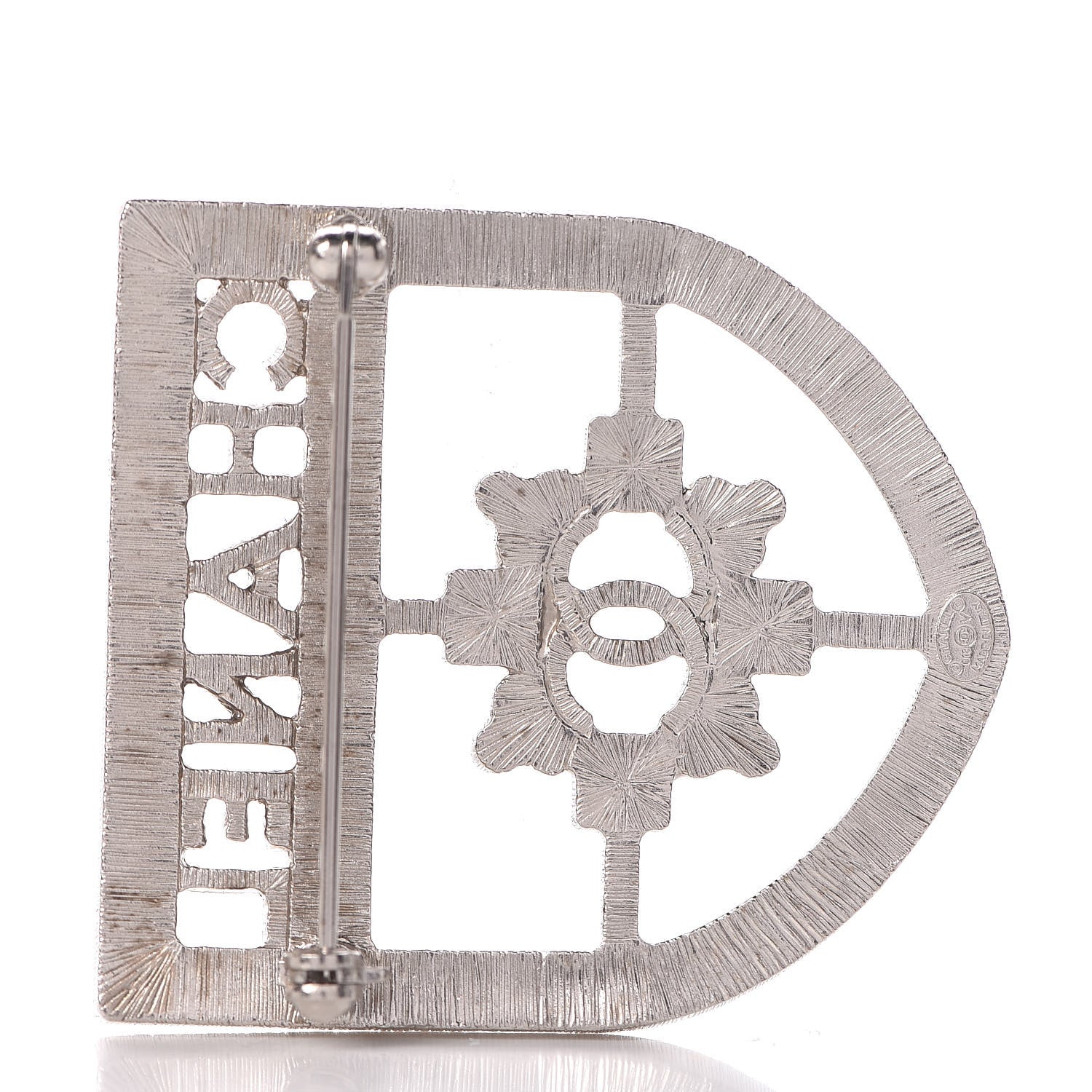 Chanel Swarovski Baguette Crystal CC Shield Brooch Silver 3 of 5