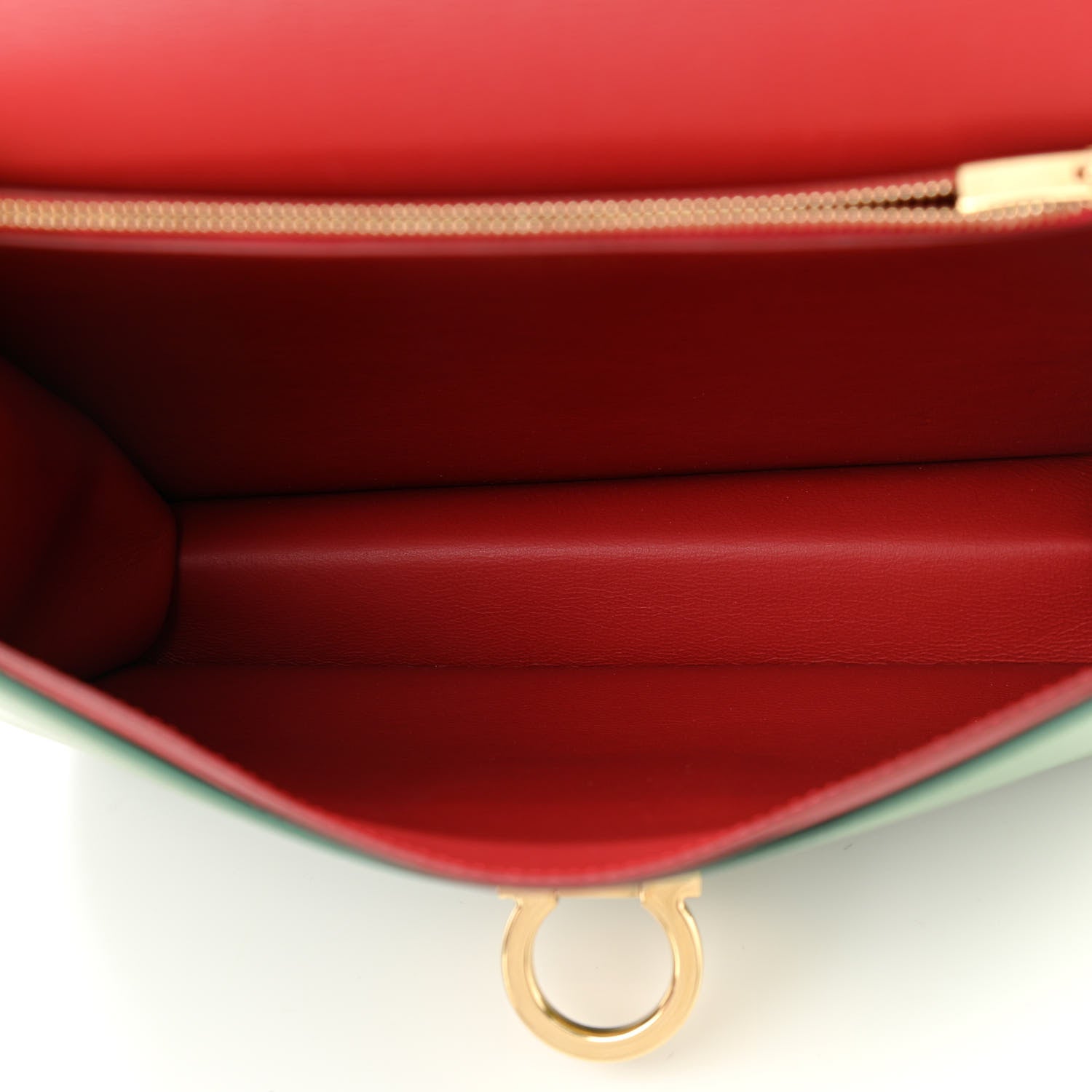 Salvatore Ferragamo Calfskin Gancio Lock Satchel Green 4 of 8