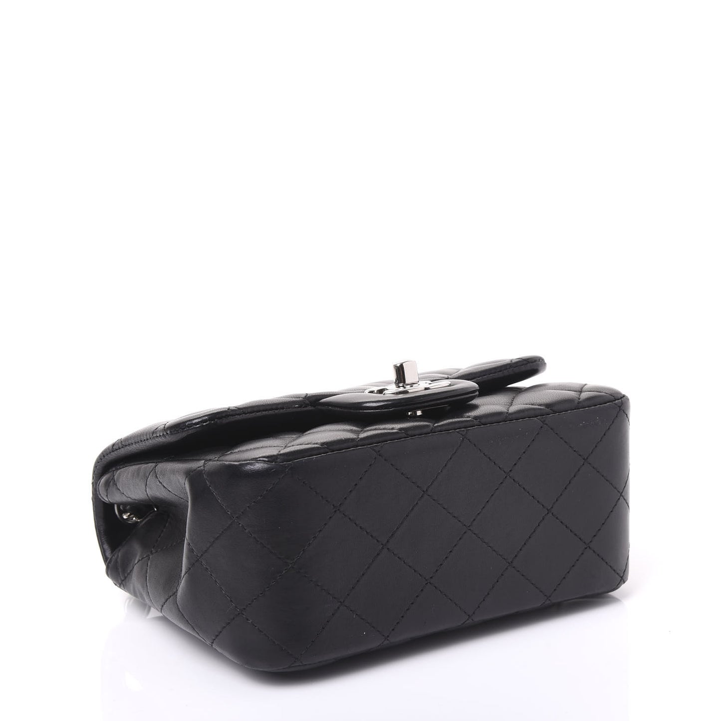 Lambskin Quilted Mini Square Flap Black