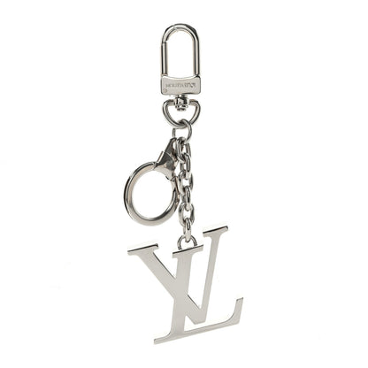 Louis Vuitton Metal Palladiium Finish LV Initiales Bag Charm Key Holder Silver 1 of 5