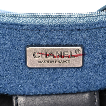 Chanel Felt Embroidered Large Crest Austrian Satchel Blue 5 of 8