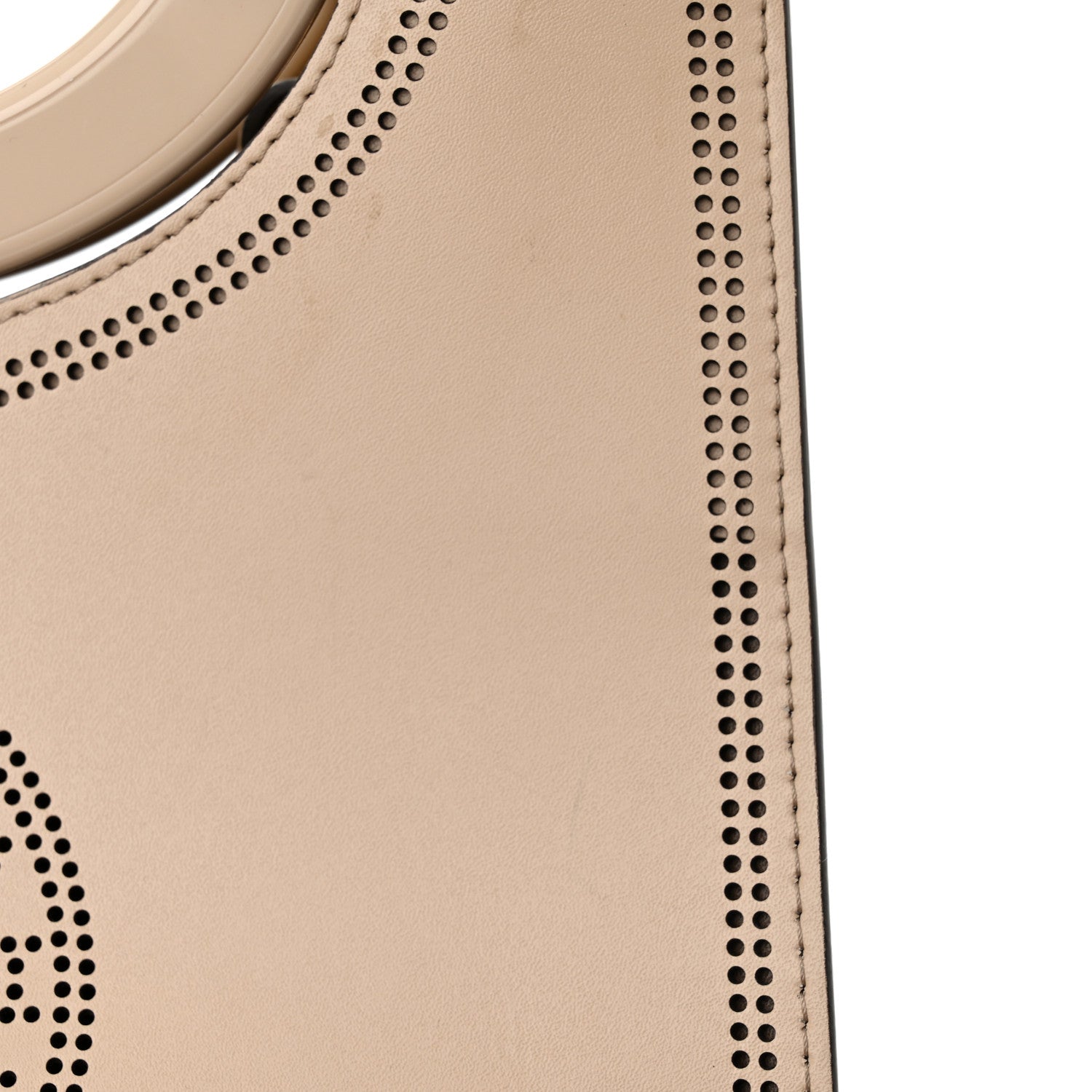 Fendi Vitello Liberty Plexiglass Stamp Patch Perforated Small Runaway Shopper Tote Nuvola 12 of 14