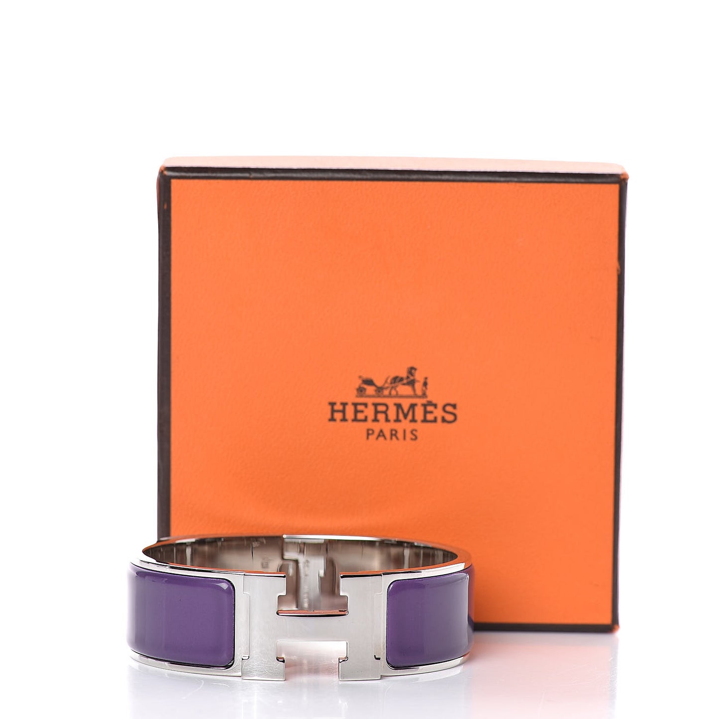 Enamel Wide Clic Clac H Bracelet PM Pourpre