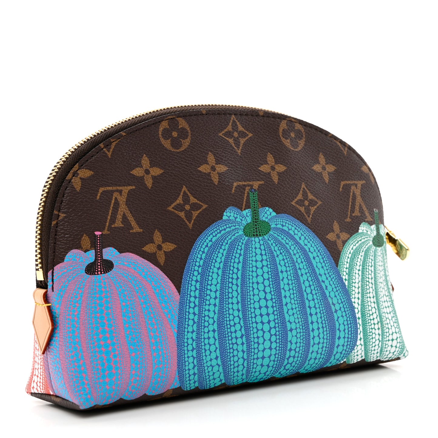 LV X YK Monogram Printed Kusama Pumpkin Cosmetic Pouch