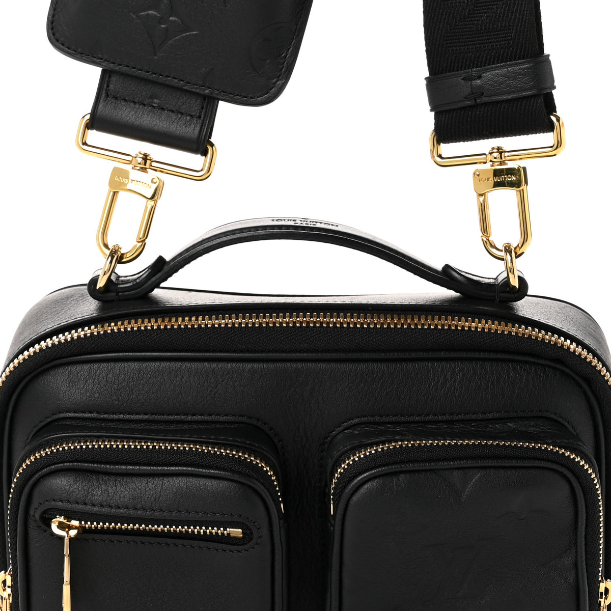 Louis Vuitton Calfskin Monogram Embossed Utility Crossbody Black 6 of 9