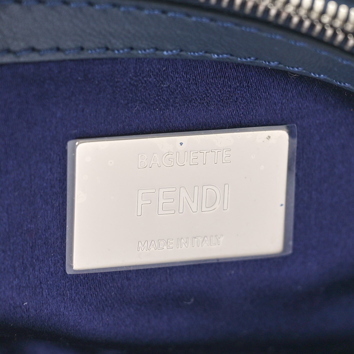 Fendi Sequin Paillettes Vitello Grace Striped Baguette Dark Blue Lunai 6 of 10
