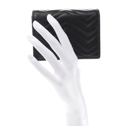 Gucci Calfskin Matelasse GG Marmont Card Case Wallet Black 2 of 10