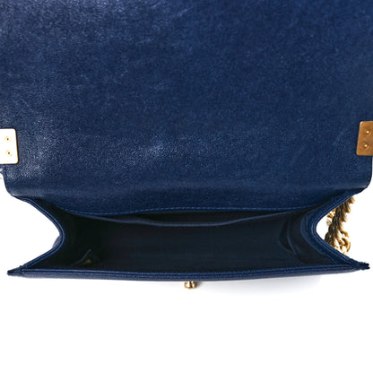 Chanel Caviar Quilted Medium Boy Flap Dark Navy Blue 5 of 11