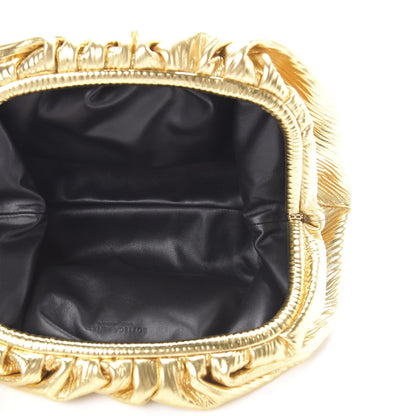 Bottega Veneta Metallic Bark Calfskin Embossed The Pouch Oversized Clutch Oro 5 of 9