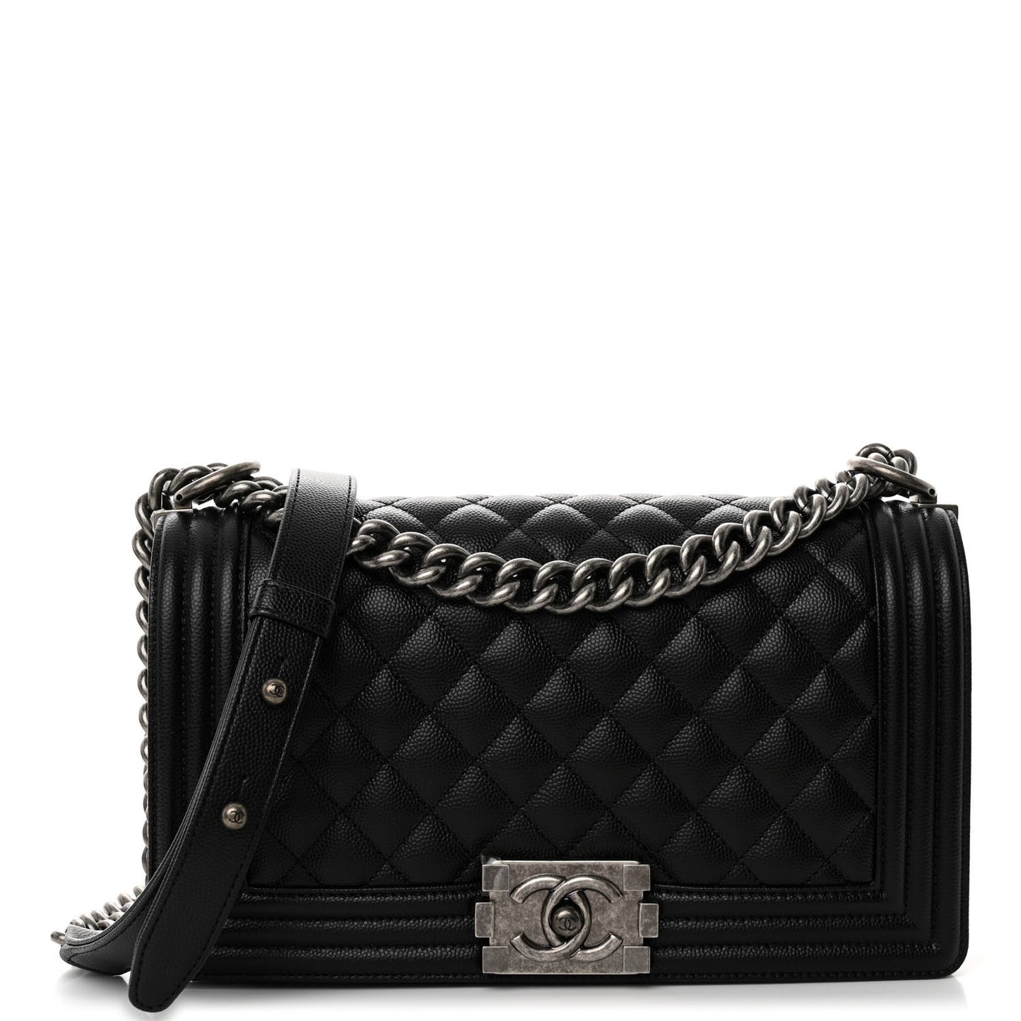 Caviar Quilted Medium Boy Flap Black