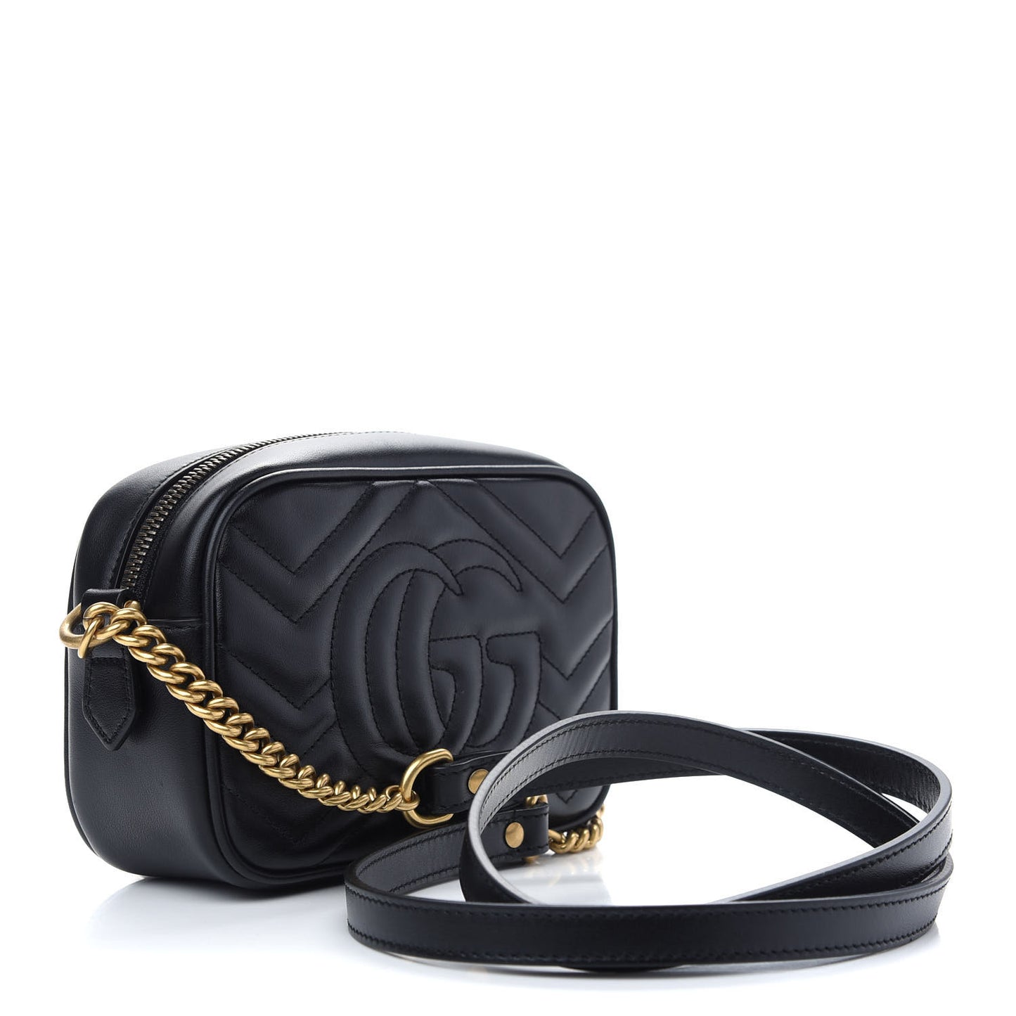 Calfskin Matelasse Mini GG Marmont Chain Shoulder Bag Black