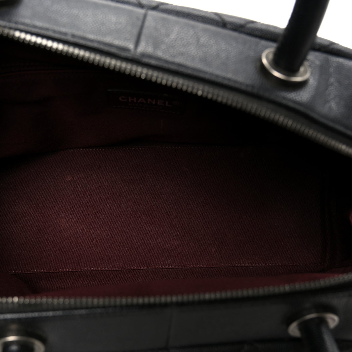 Caviar Quilted Large Coco Handle Bowling Bag Black