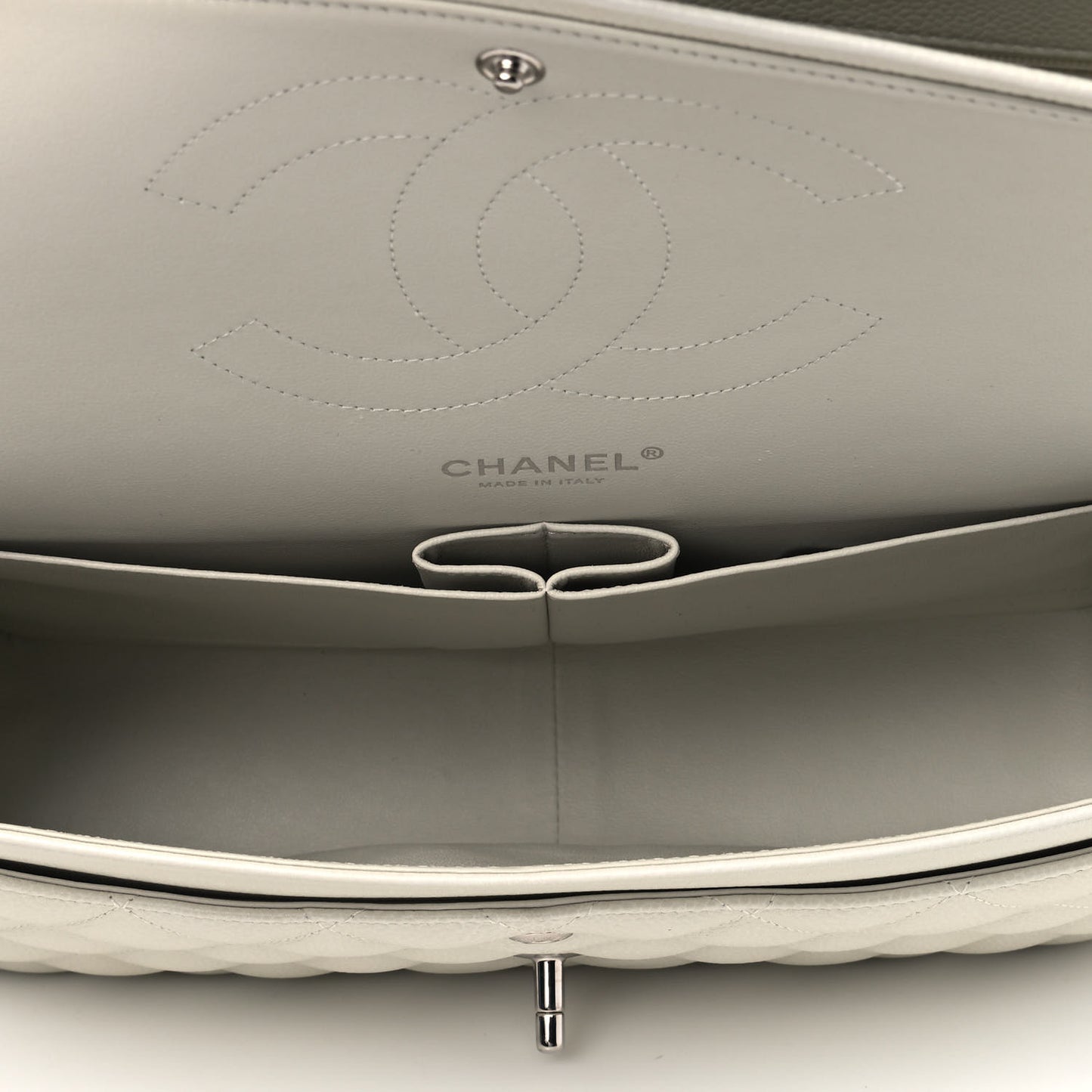 Caviar Quilted Jumbo Double Flap White