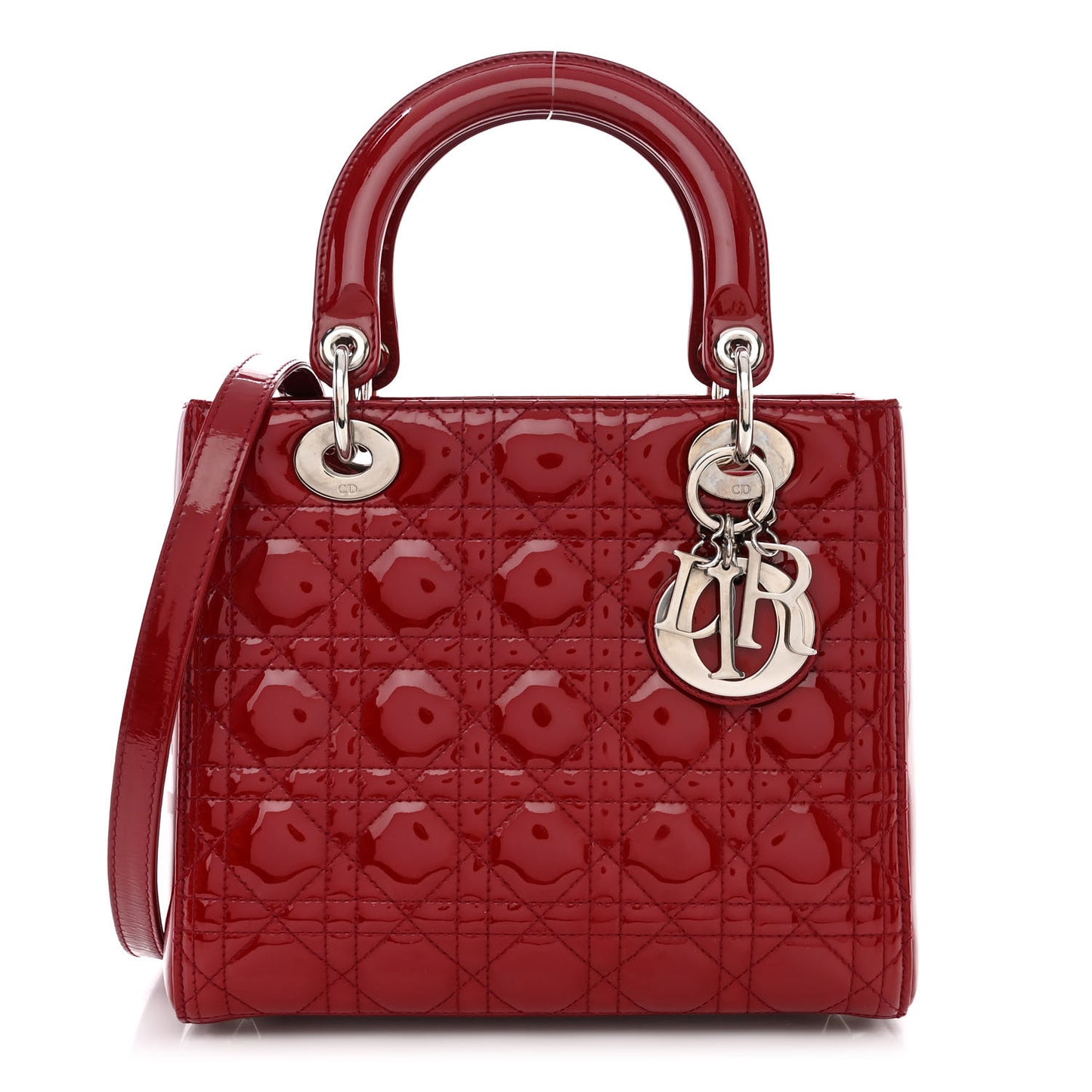 Patent Cannage Medium Lady Dior Red