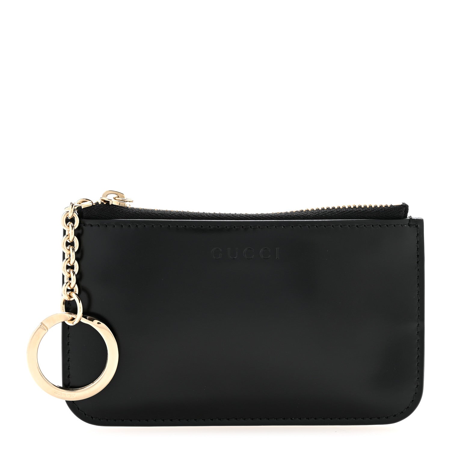 Gucci Patent Calfskin Bamboo Key Pouch Black 1 of 8