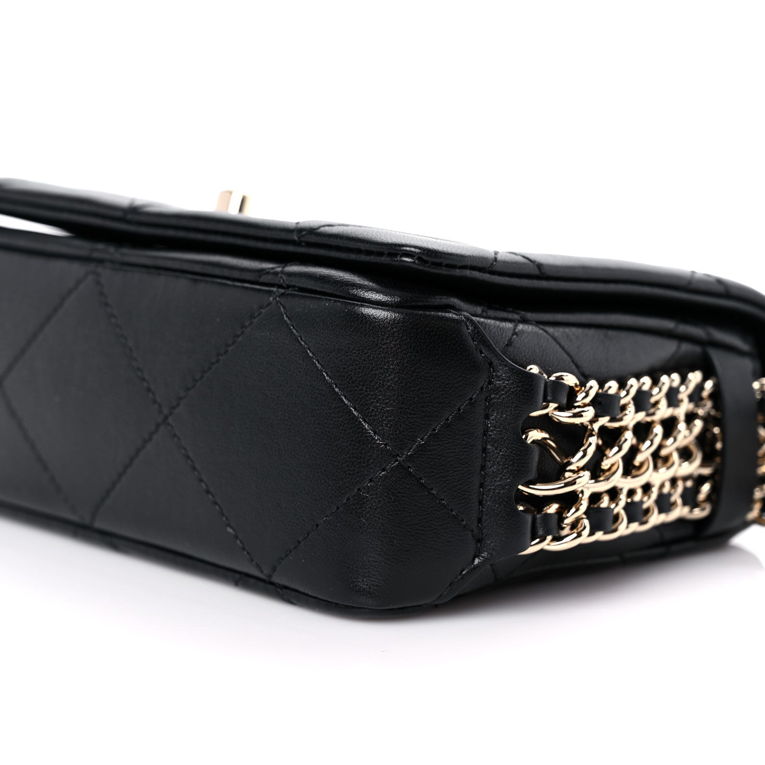 Chanel Lambskin Quilted Mini Chain Rows Flap Black 8 of 8
