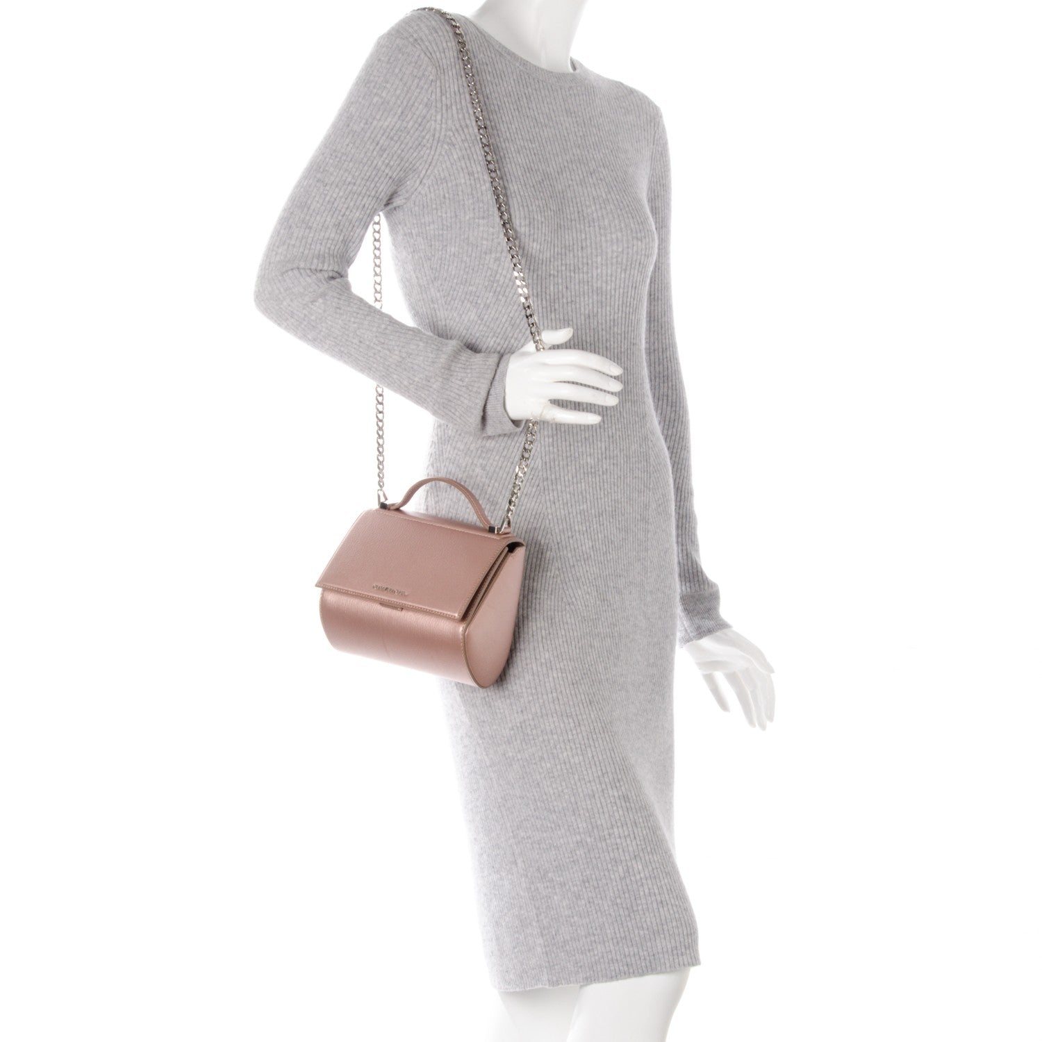 Givenchy Metallic Calfskin Mini Pandora Box Chain Crossbody Bag Light Pink 2 of 7