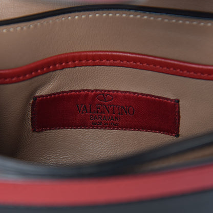 Valentino Garavani Calfskin Mini Rivet Colorblock Shoulder Bag Black Red 6 of 16
