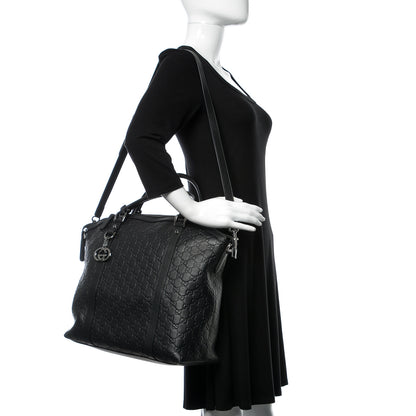 Gucci Guccissima Large GG Charm Convertible Dome Satchel Black 2 of 10