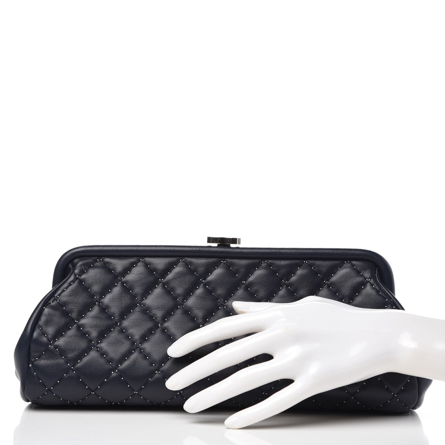 Lambskin Stitched Timeless Clutch Navy