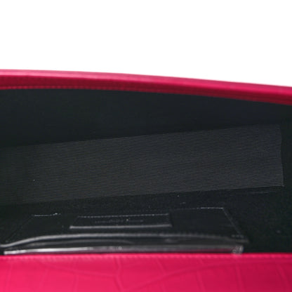 Saint Laurent Calfskin Crocodile Embossed Medium Classic Monogram Kate Tassel Satchel Fuchsia 5 of 11