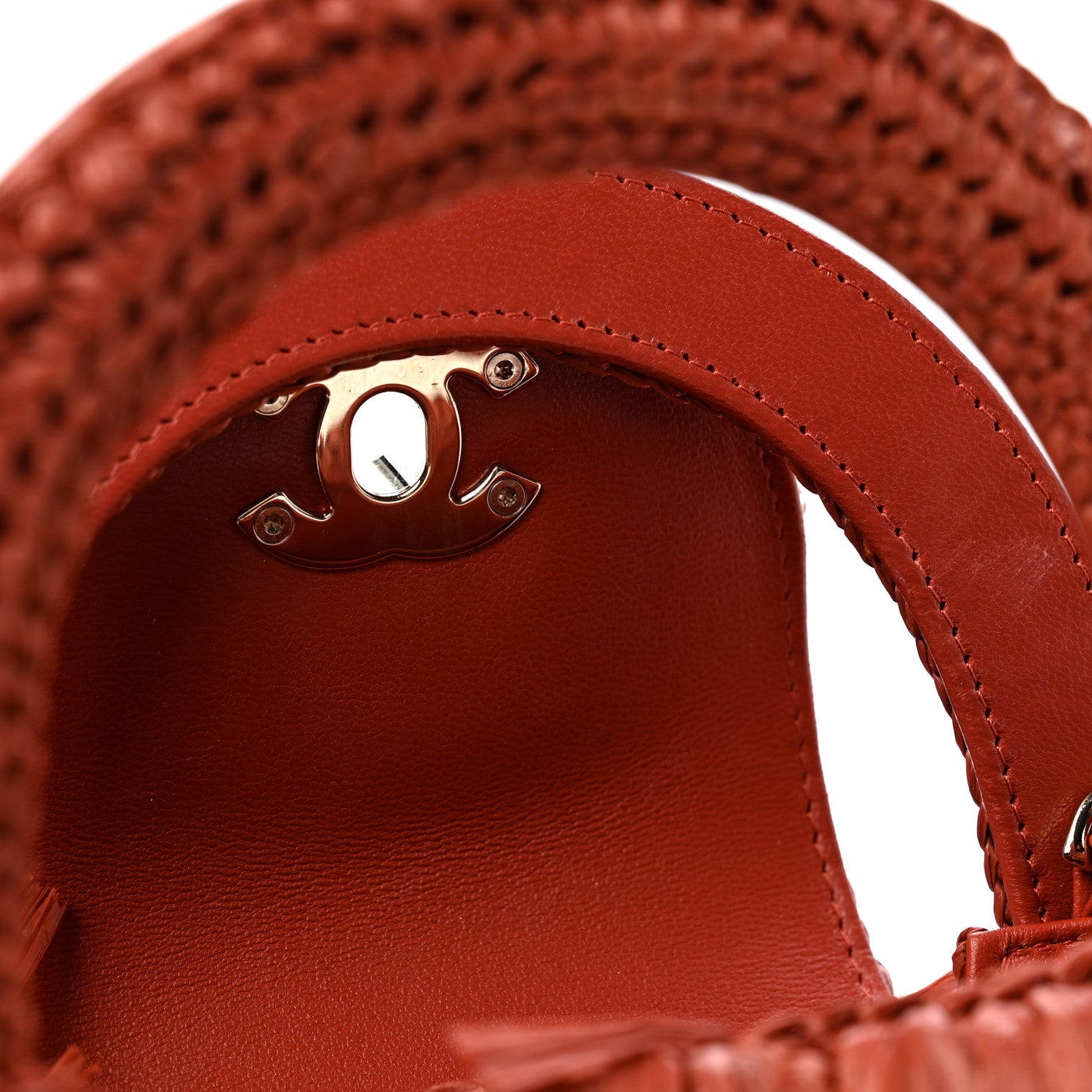 Chanel Raffia Fringe Nano Kelly Shopper Red 11 of 12