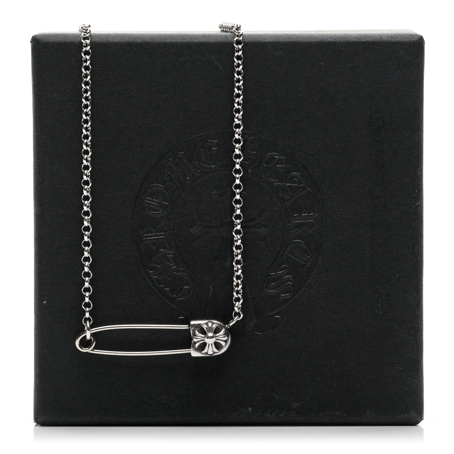 Chrome Hearts Sterling Silver Safety Pin Pendant Necklace 1726564