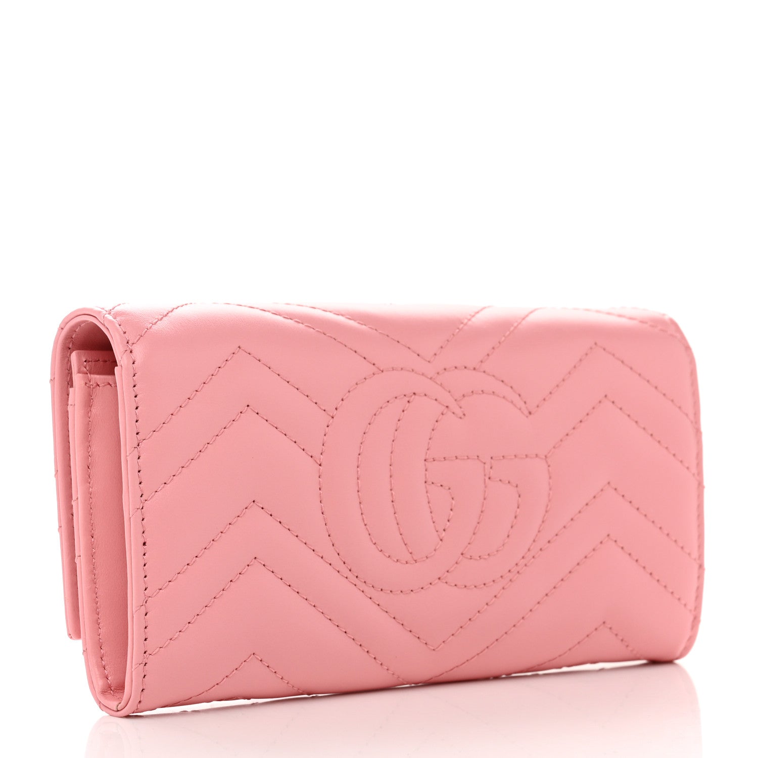 Gucci Calfskin Matelasse GG Marmont Continental Wallet Wild Rose 3 of 8