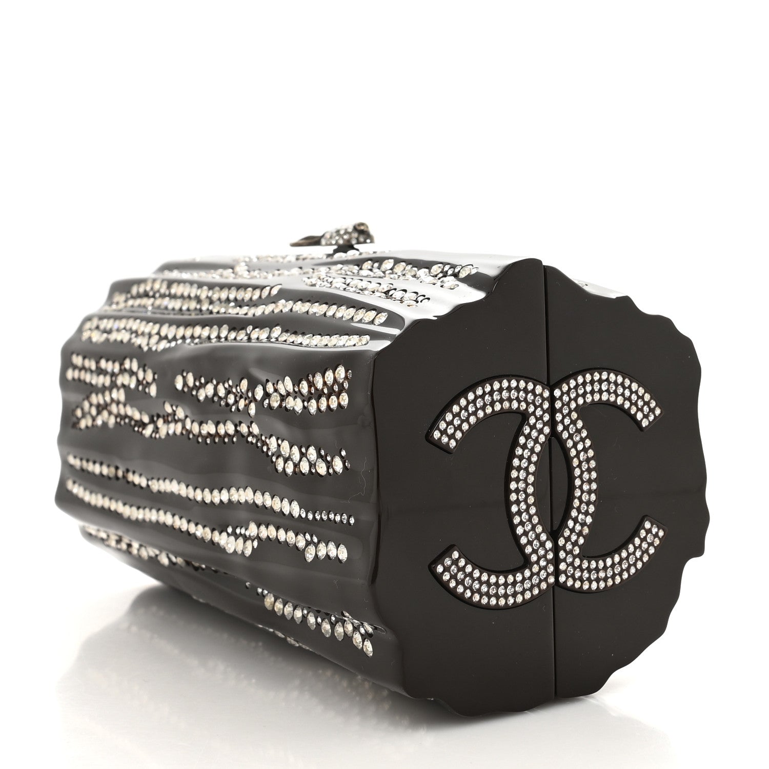 Chanel Plexiglass Strass Log CC Minaudiere Clutch Brown 3 of 9