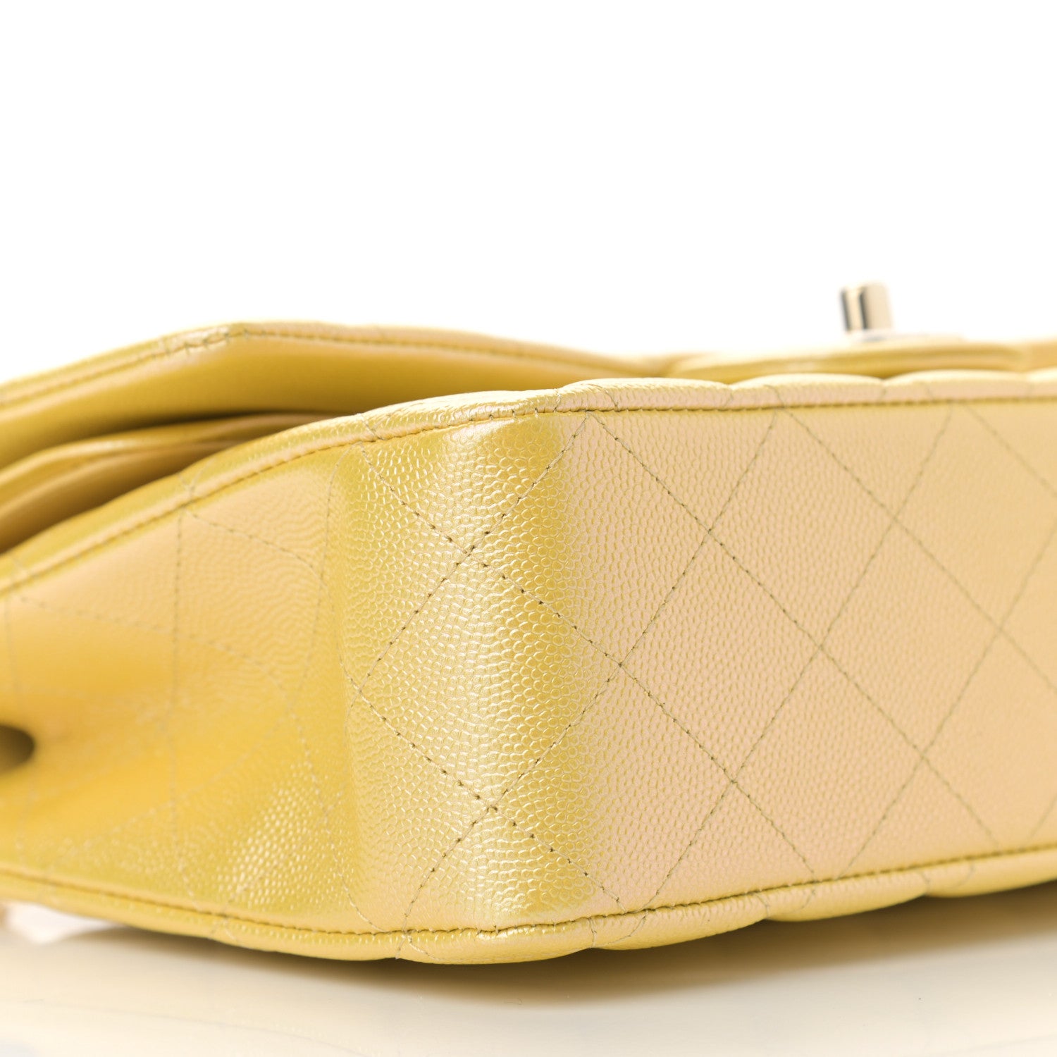 Chanel Iridescent Caviar Quilted Medium Double Flap Yellow 5 of 13