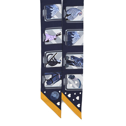 Hermes Silk Story Twilly Marine Gris Gold 2 of 4