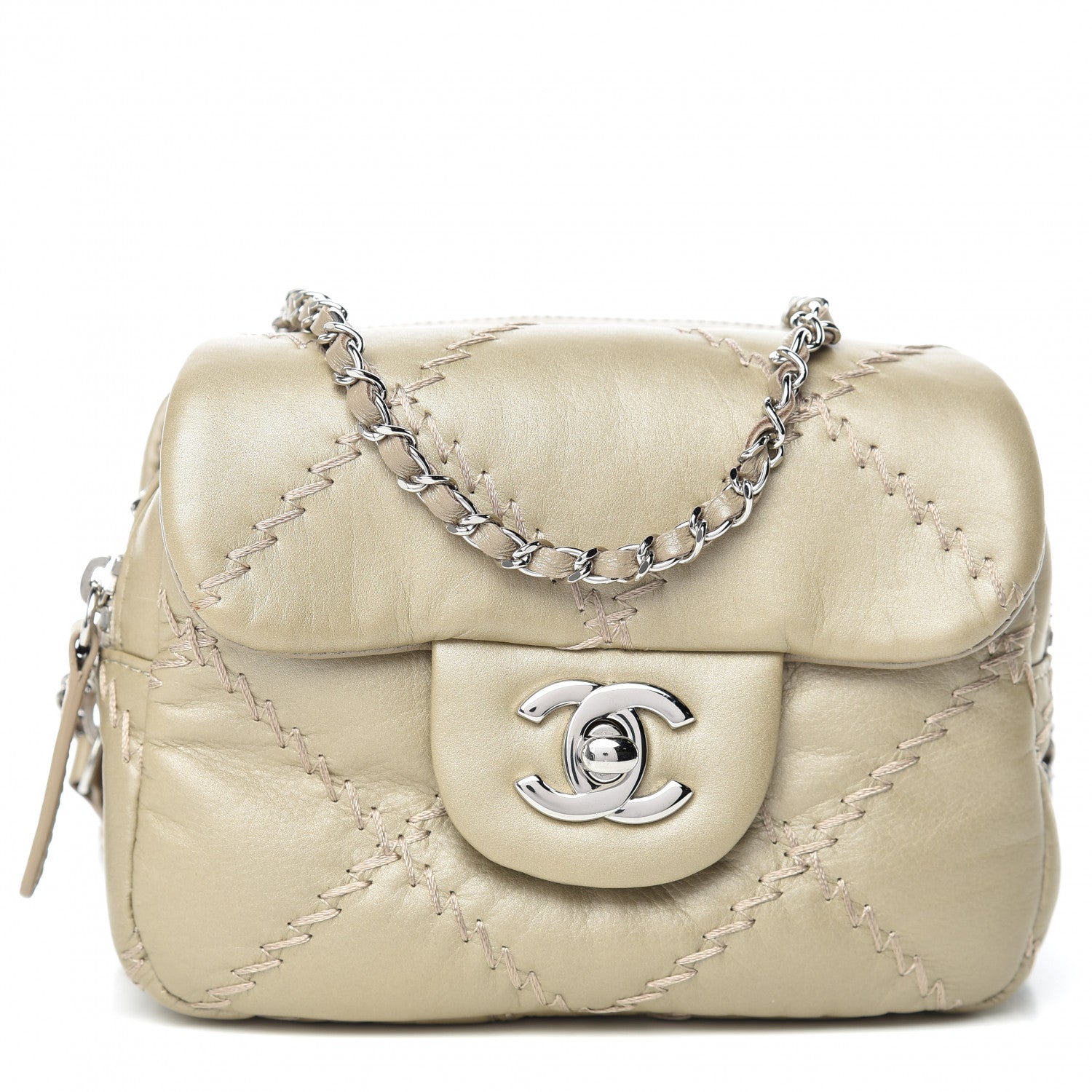 Chanel Metallic Lambskin Stitched New Mini Flap Gold 1 of 13
