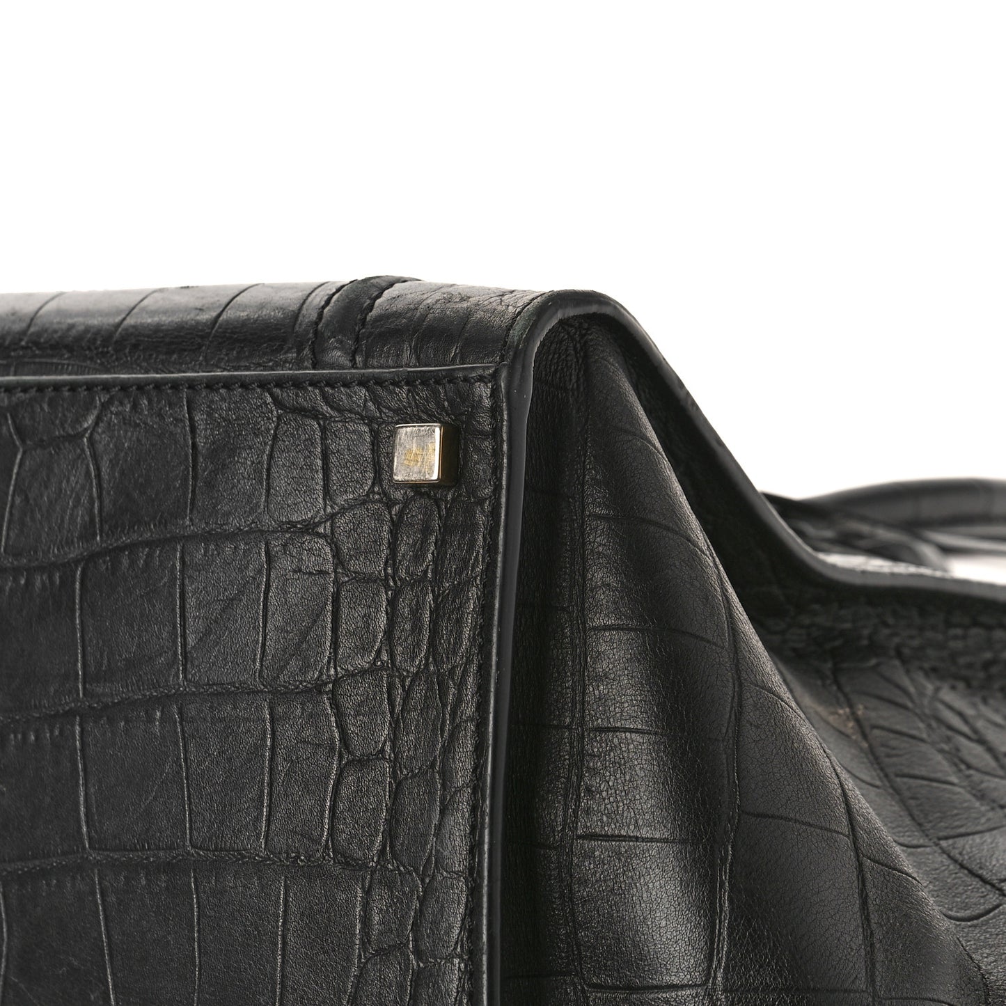 Crocodile Embossed Calfskin Medium Phantom Luggage Black